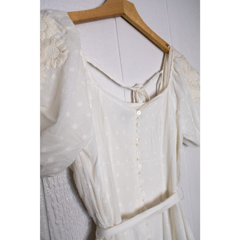INNIKA CHOO Floral Embroidered Puff Sleeve White Dress SIZE SMALL - Picture 4 of 13